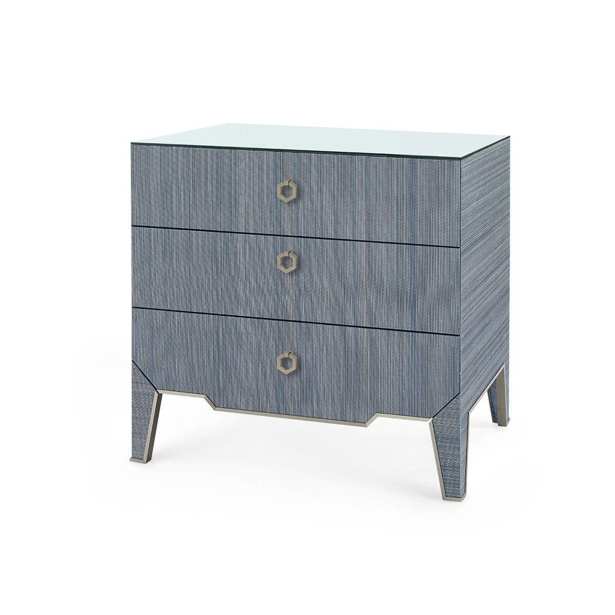 Villa & House Madeline 3-Drawer Side Table with Glass Top