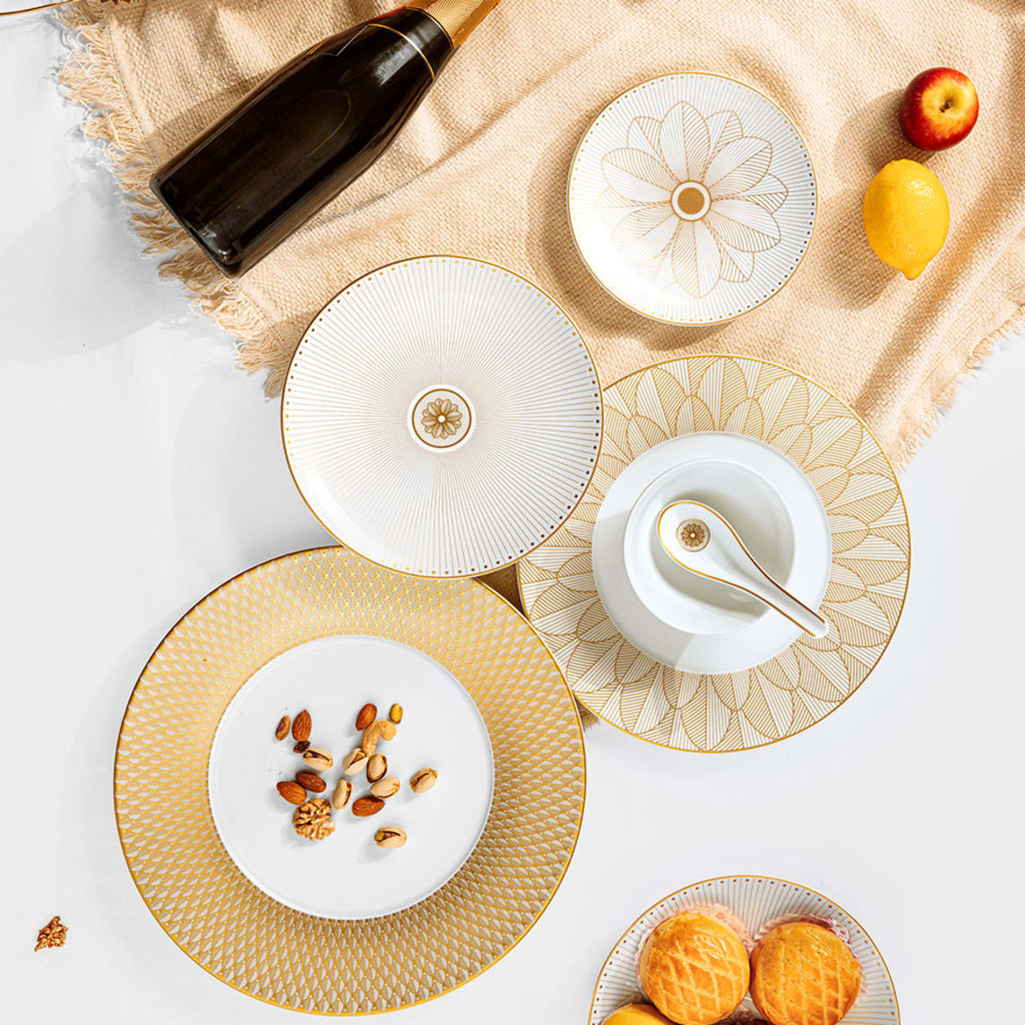 Christofle Malmaison Impériale Porcelain Soup Spoon