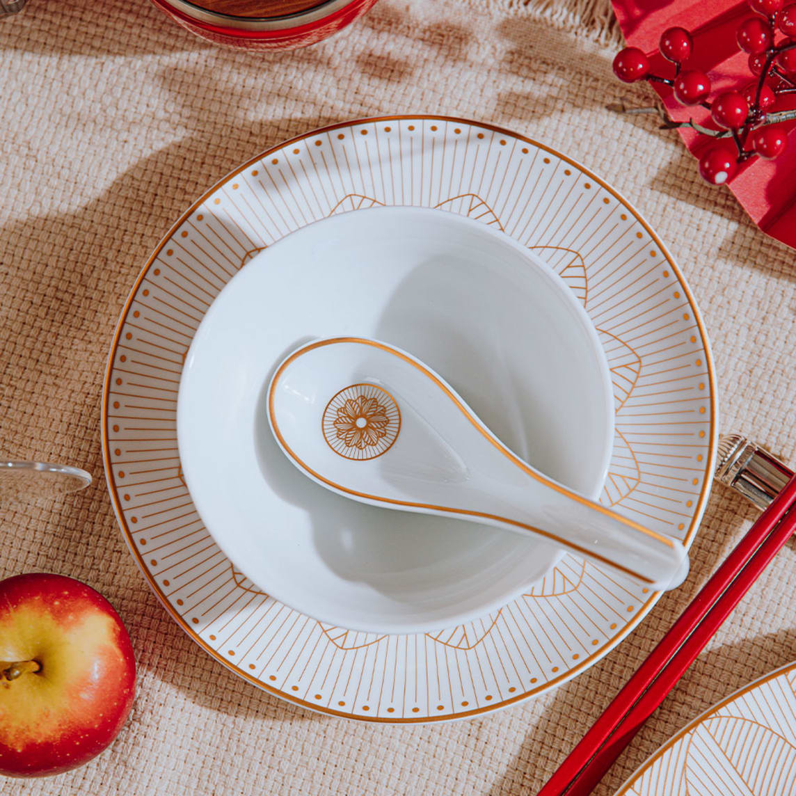 Christofle Malmaison Impériale Porcelain Soup Spoon