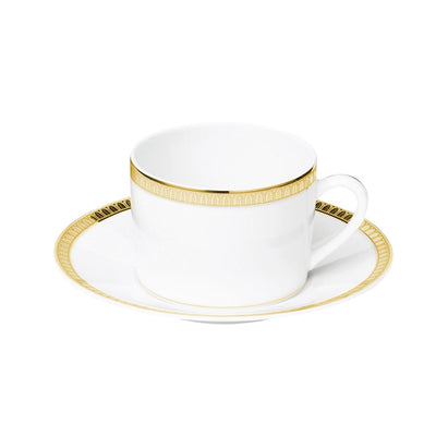 Christofle Malmaison Porcelain Tea/Coffee Cup And Saucer Gold