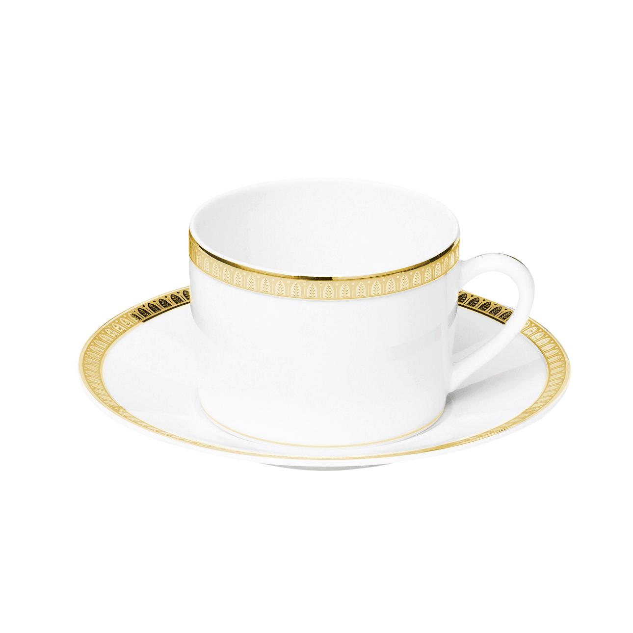 Christofle Malmaison Porcelain Tea/Coffee Cup And Saucer Gold