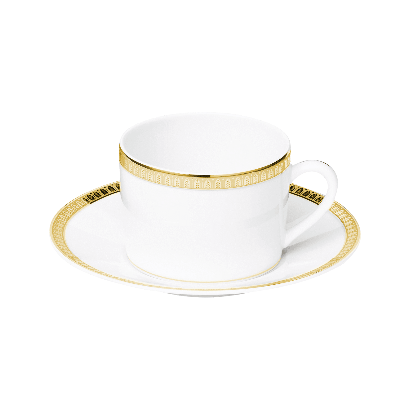Christofle Malmaison Porcelain Tea/Coffee Cup And Saucer Gold