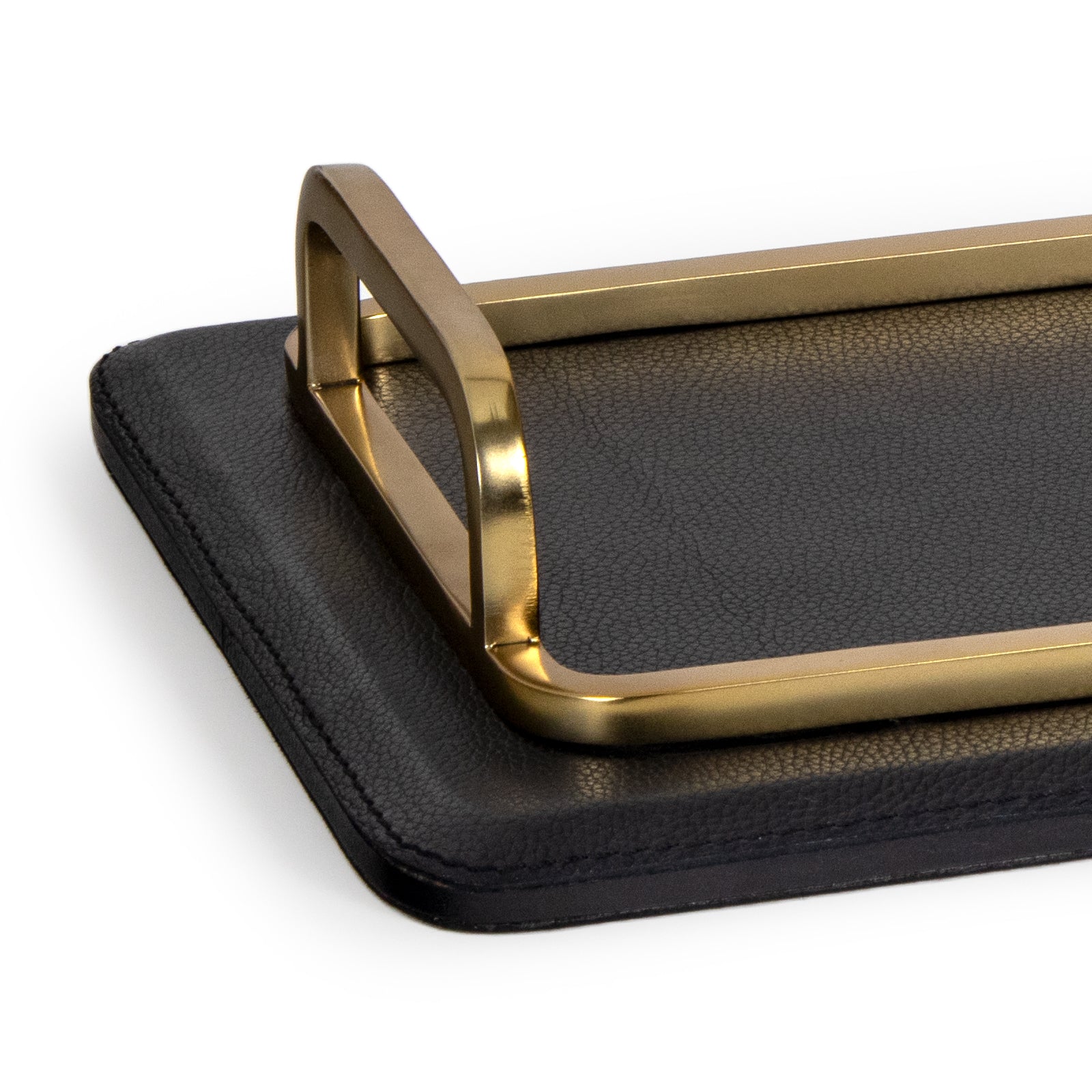 Greyson Leather Natural Brass Rectangle Tray