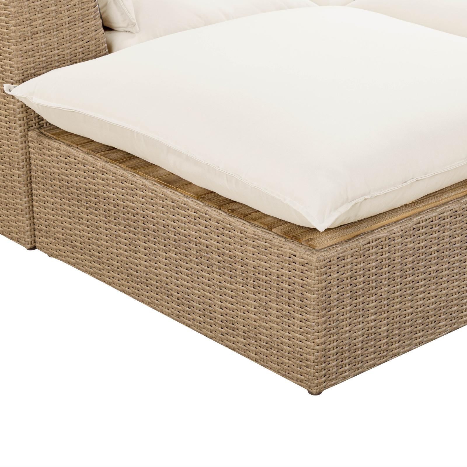 TOV Furniture Cali 4-Piece Performance Fabric & Wicker Outdoor Sectional