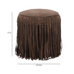 TOV Furniture Daphne Round Suede Fringe Ottoman