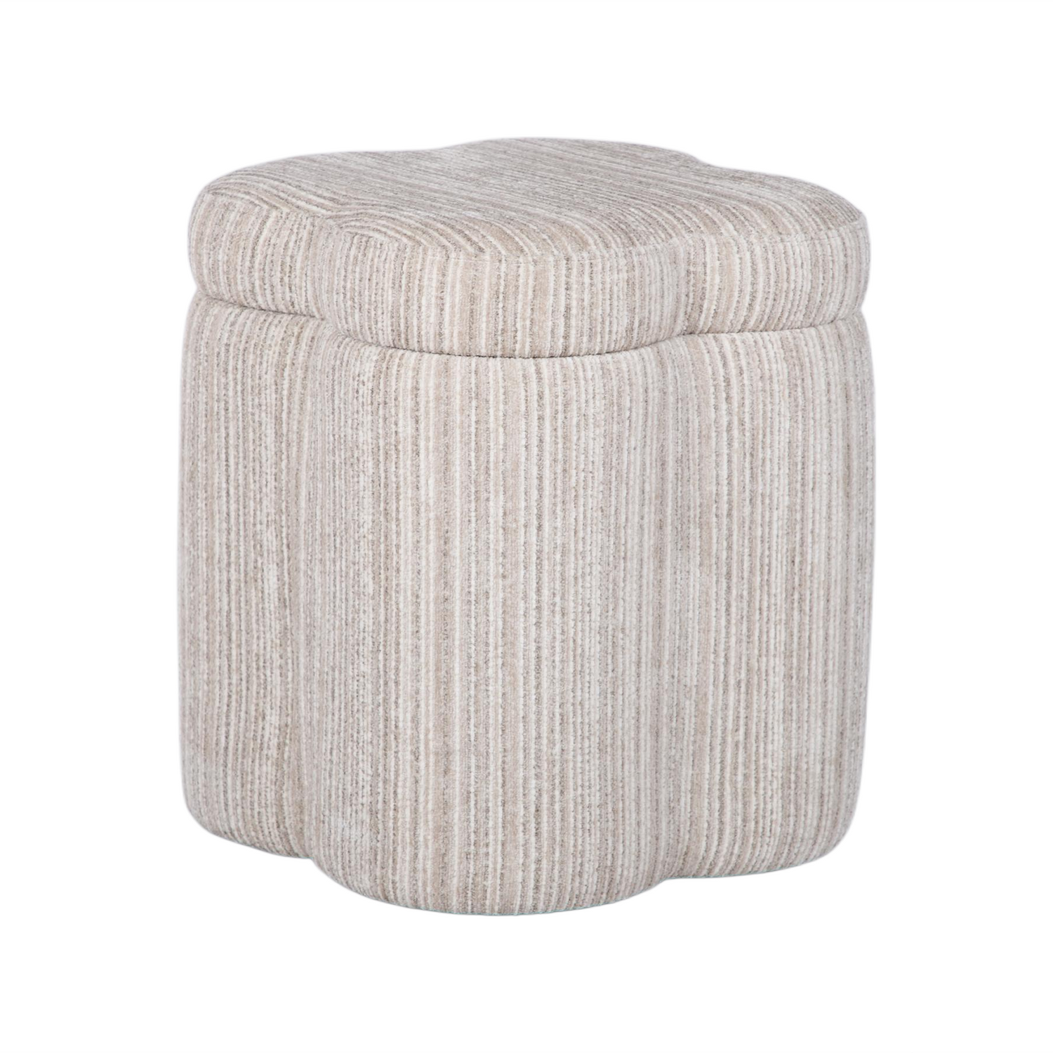 TOV Furniture Lilou Cream Striped Jacquard Storage Accent Stool