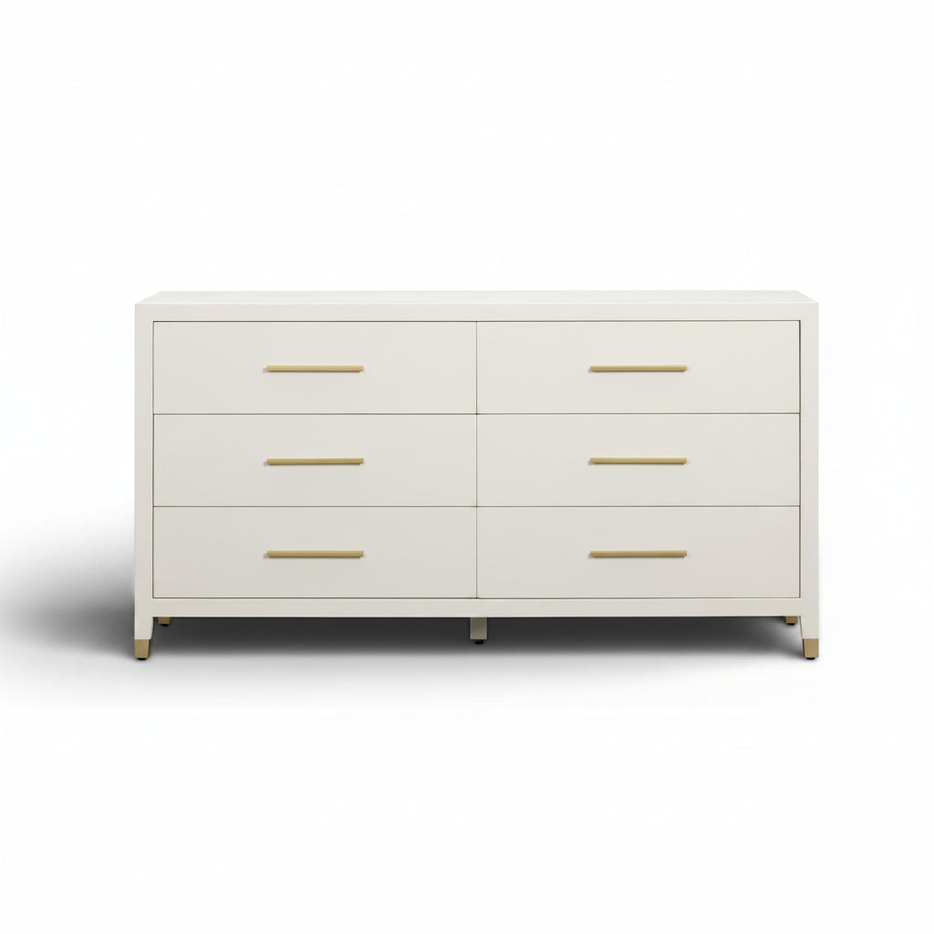 TOV Furniture Dani Cream Faux Shagreen Drawer Dresser