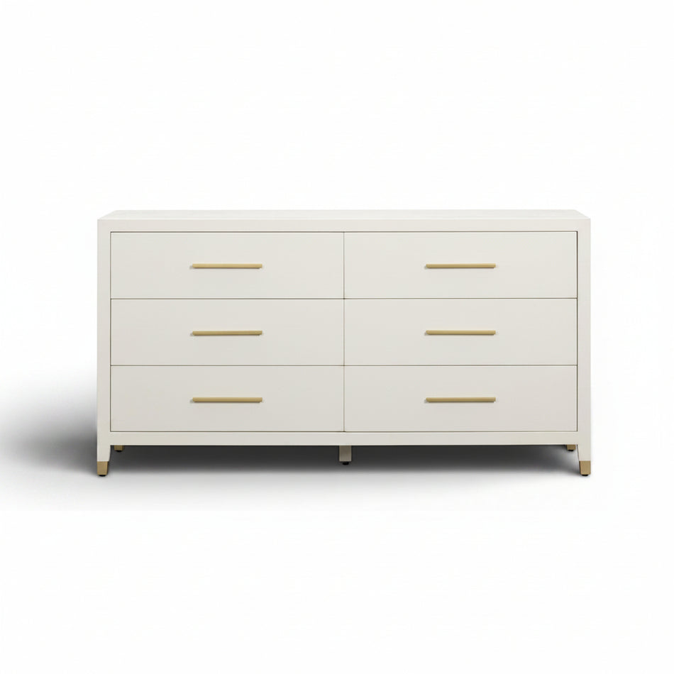 TOV Furniture Dani Cream Faux Shagreen Drawer Dresser