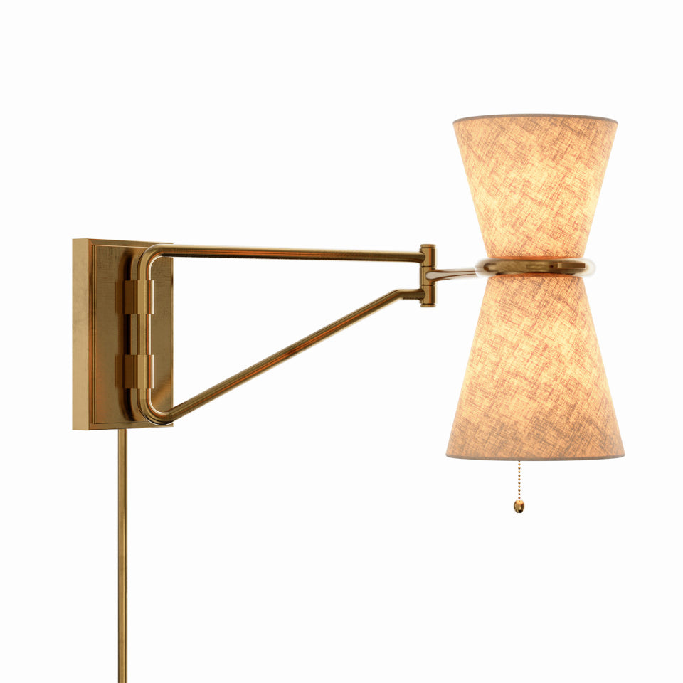 Gable Antique Natural Brass Swing Arm Sconce