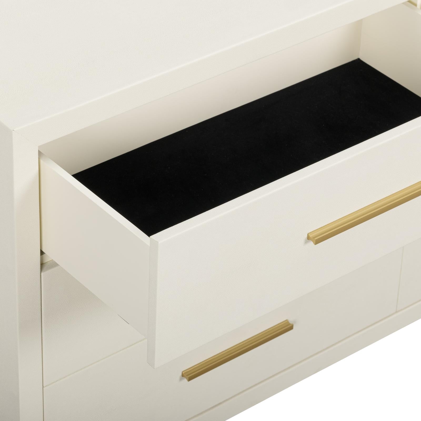 TOV Furniture Dani Cream Faux Shagreen Drawer Dresser