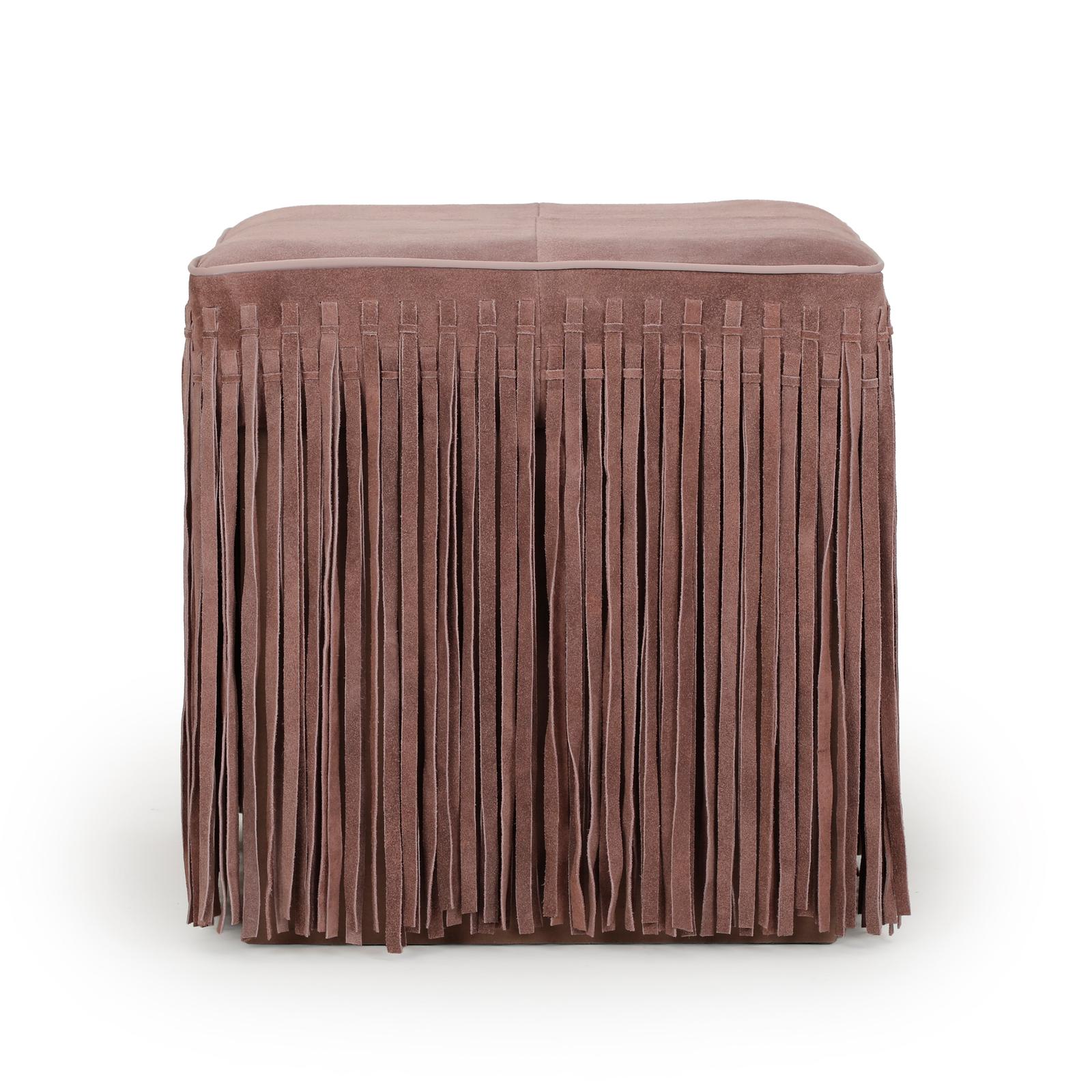 TOV Furniture Daphne Square Suede Fringe Ottoman