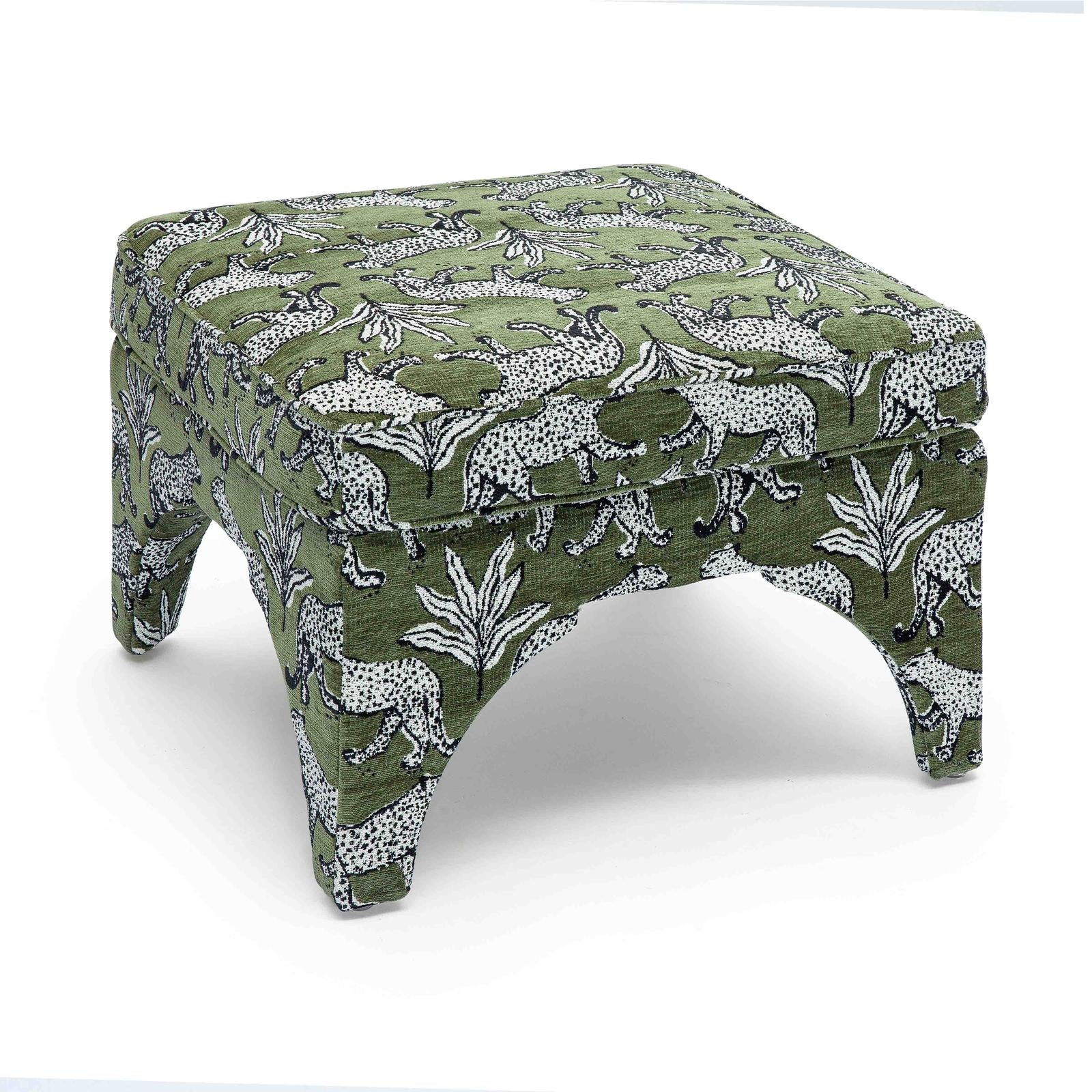 TOV Furniture Raji Leopard Performance Jacquard Ottoman