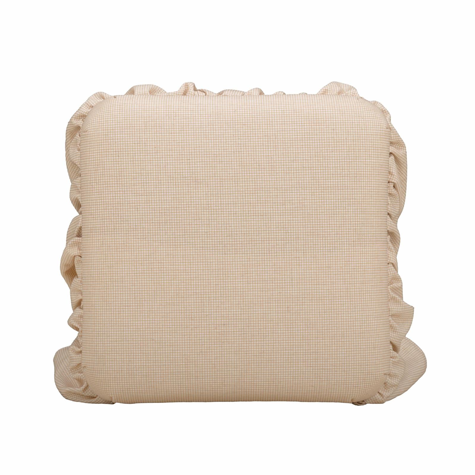 TOV Furniture Gertrude Yellow Gingham Performance Linen Skirted Ottoman