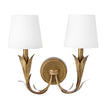 River Reed Antique Gold Leaf with Natural Linen Shade Sconce