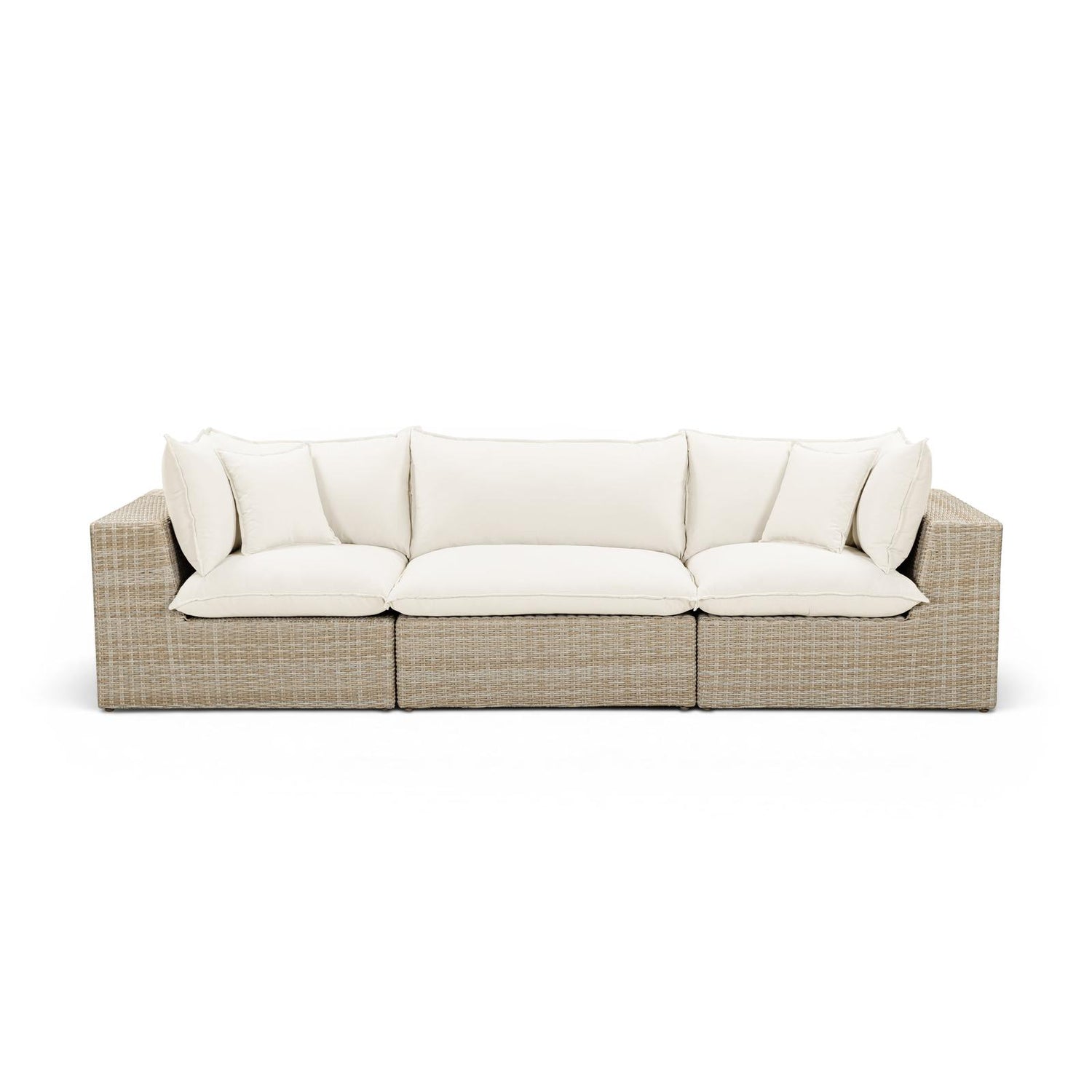 TOV Furniture Cali 120" Performance Fabric & Wicker Outdoor Sofa
