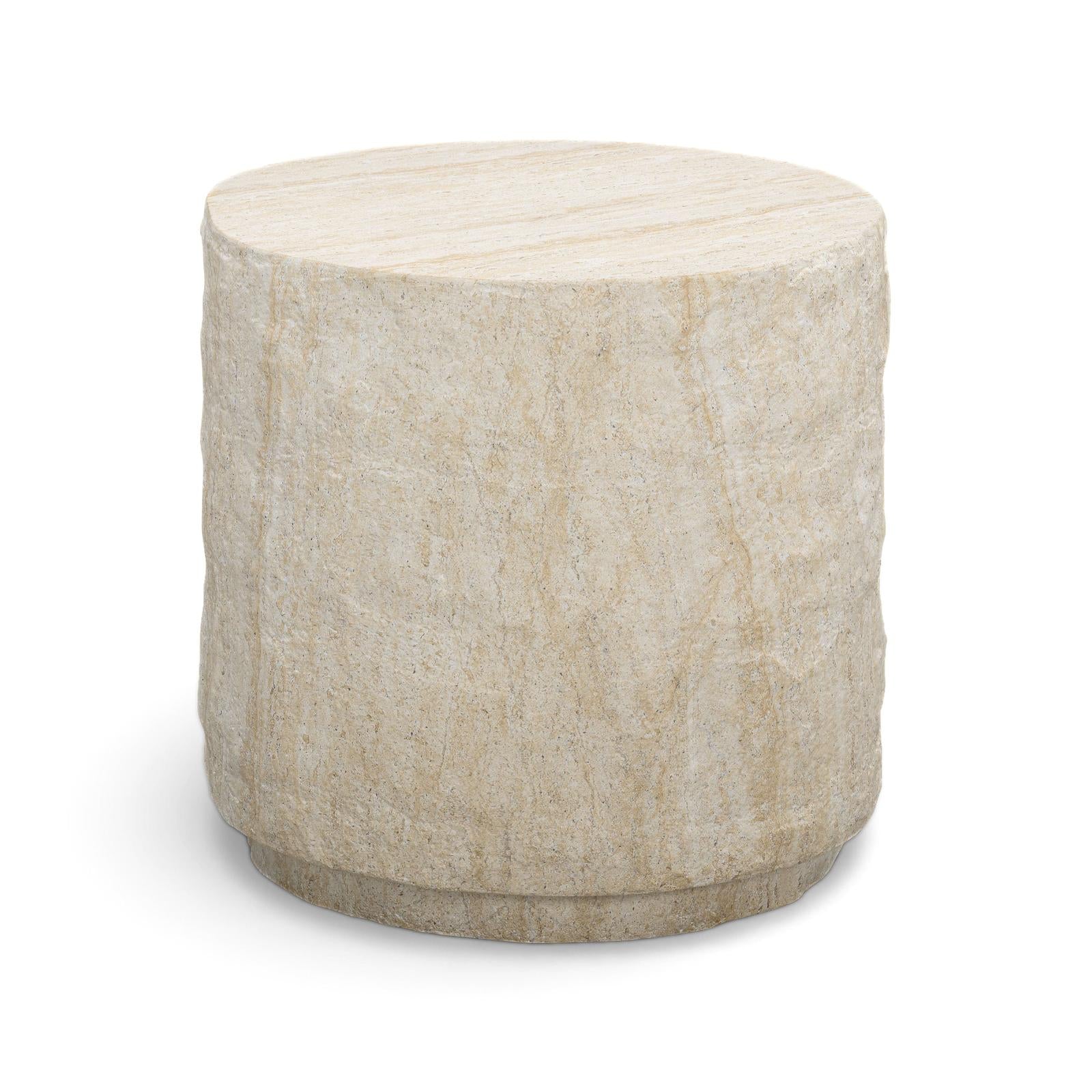 TOV Furniture Roxanne Faux Travertine Indoor/Outdoor Concrete Side Table