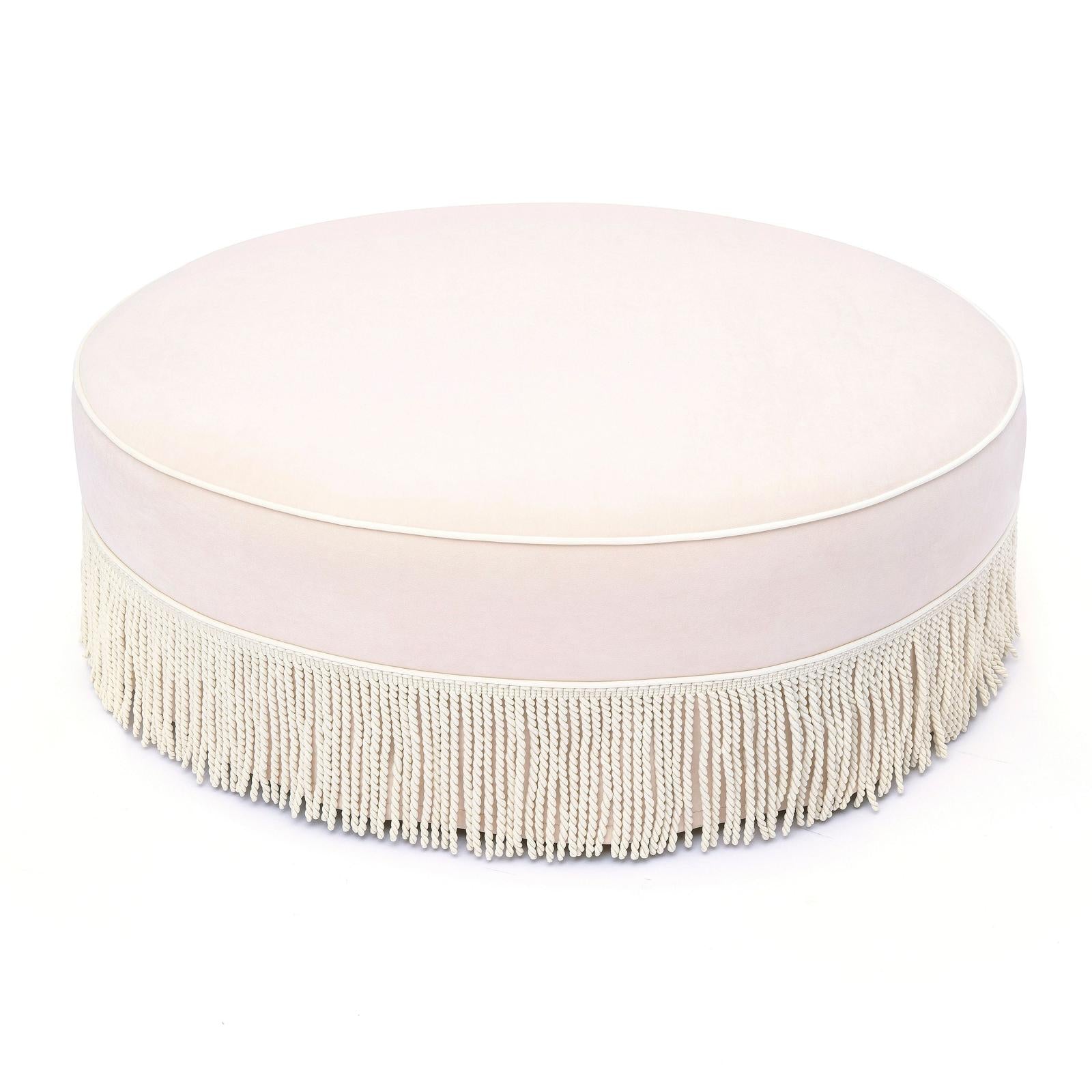 TOV Furniture Tassy Tasseled Round Ottoman