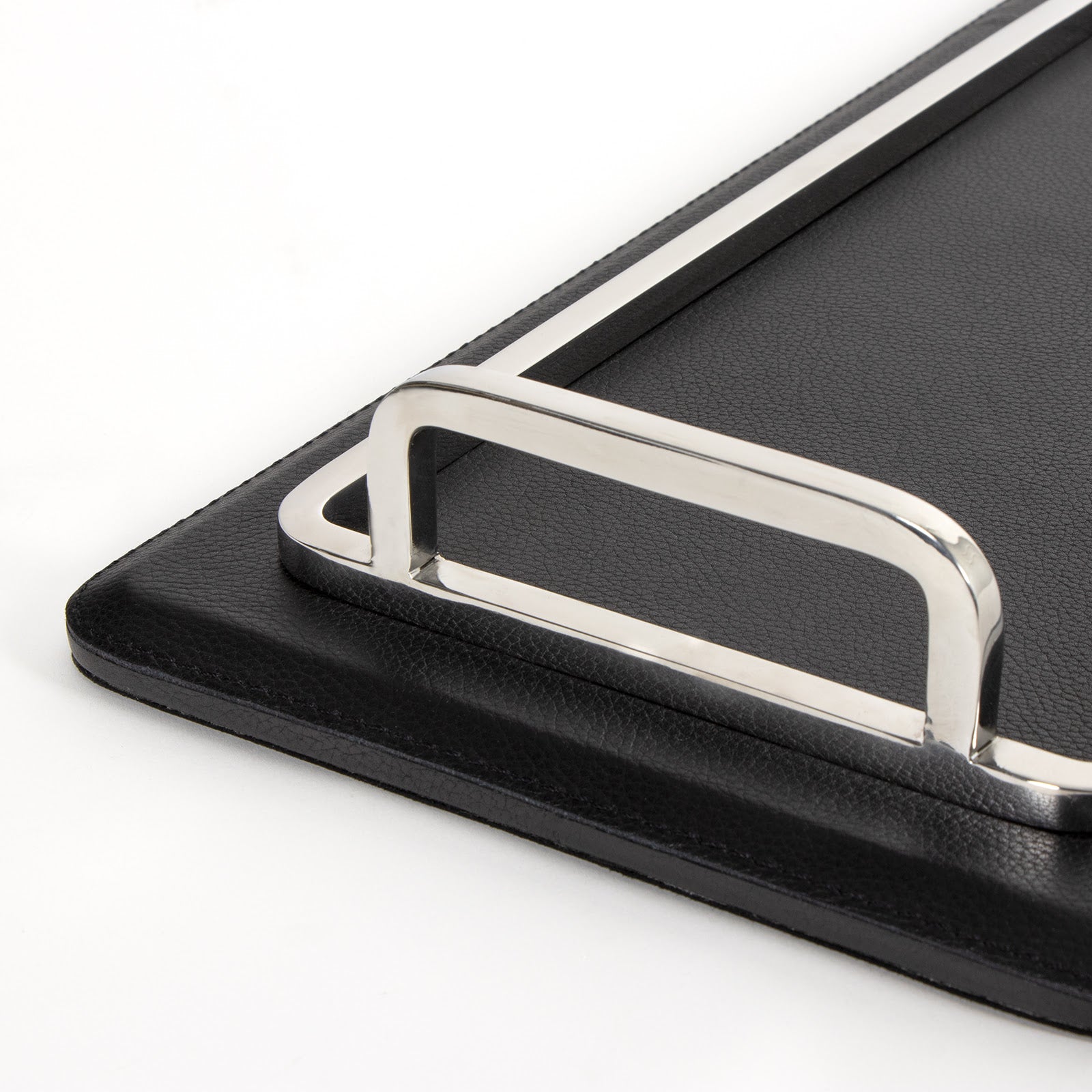 Greyson Leather Polished Nickel Rectangle Tray