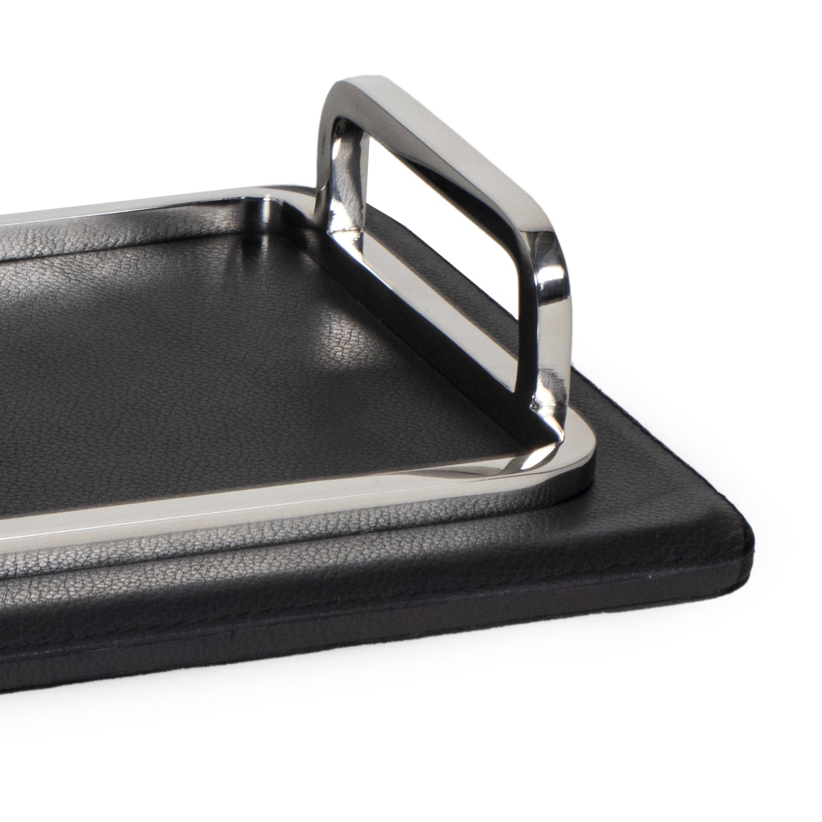 Greyson Leather Polished Nickel Rectangle Tray