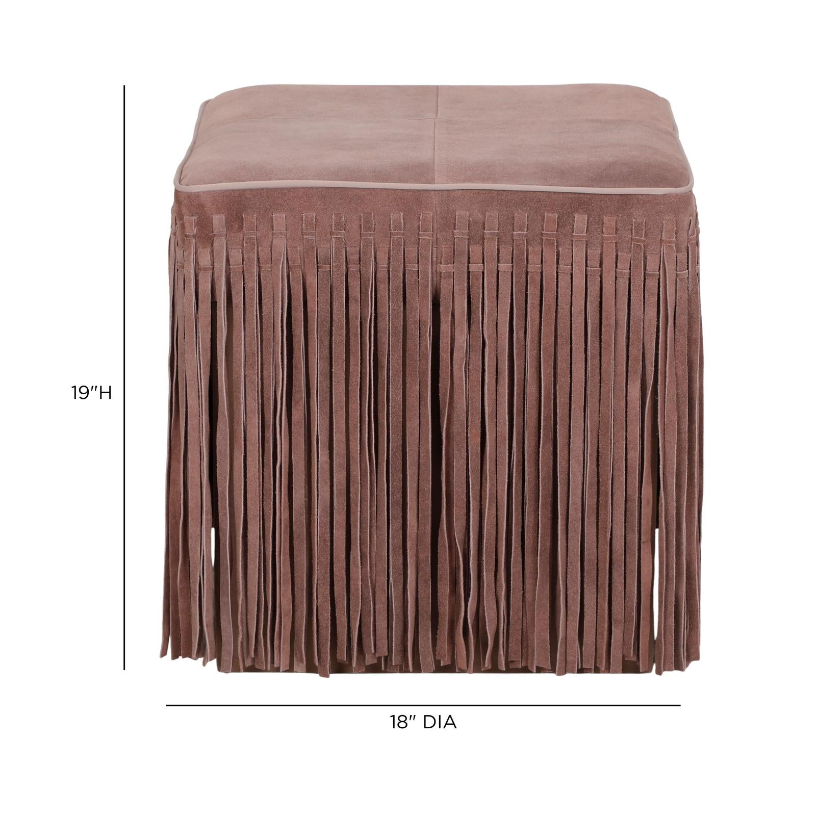 TOV Furniture Daphne Square Suede Fringe Ottoman