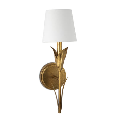 Regina Andrew River Reed Antique Gold Leaf with Natul Linen Shade Sconce