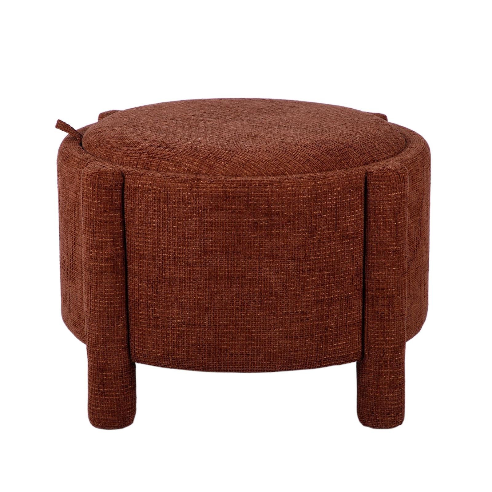 TOV Furniture Bellamy Railroad Chenille Storage Stool With Reversible Tray Top