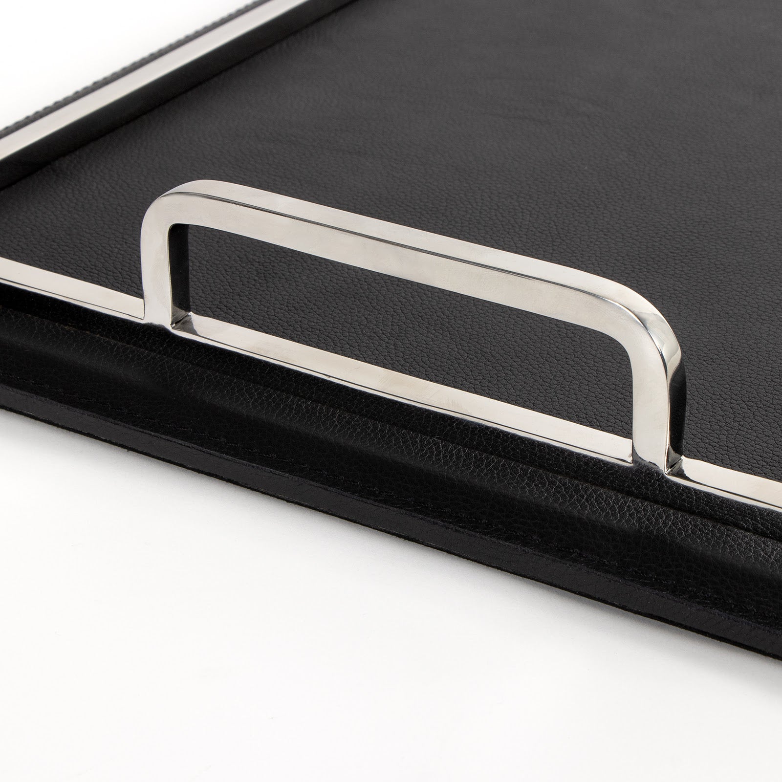 Greyson Leather Polished Nickel Rectangle Tray