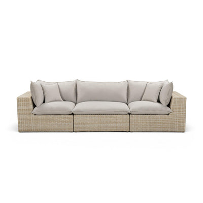 TOV Furniture Cali 120" Performance Fabric & Wicker Outdoor Sofa Clearance