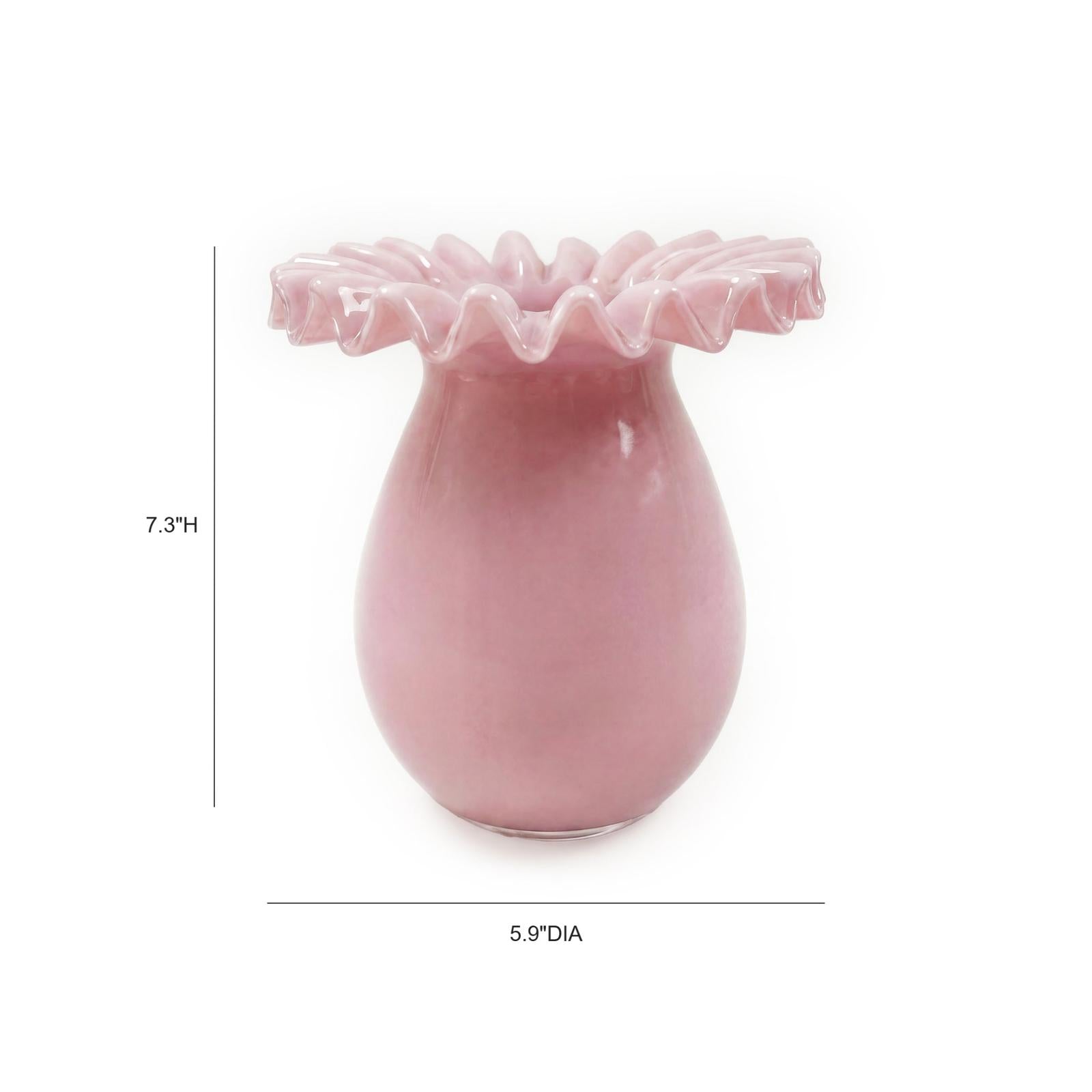 TOV Furniture Ruff Pink Glass Vase