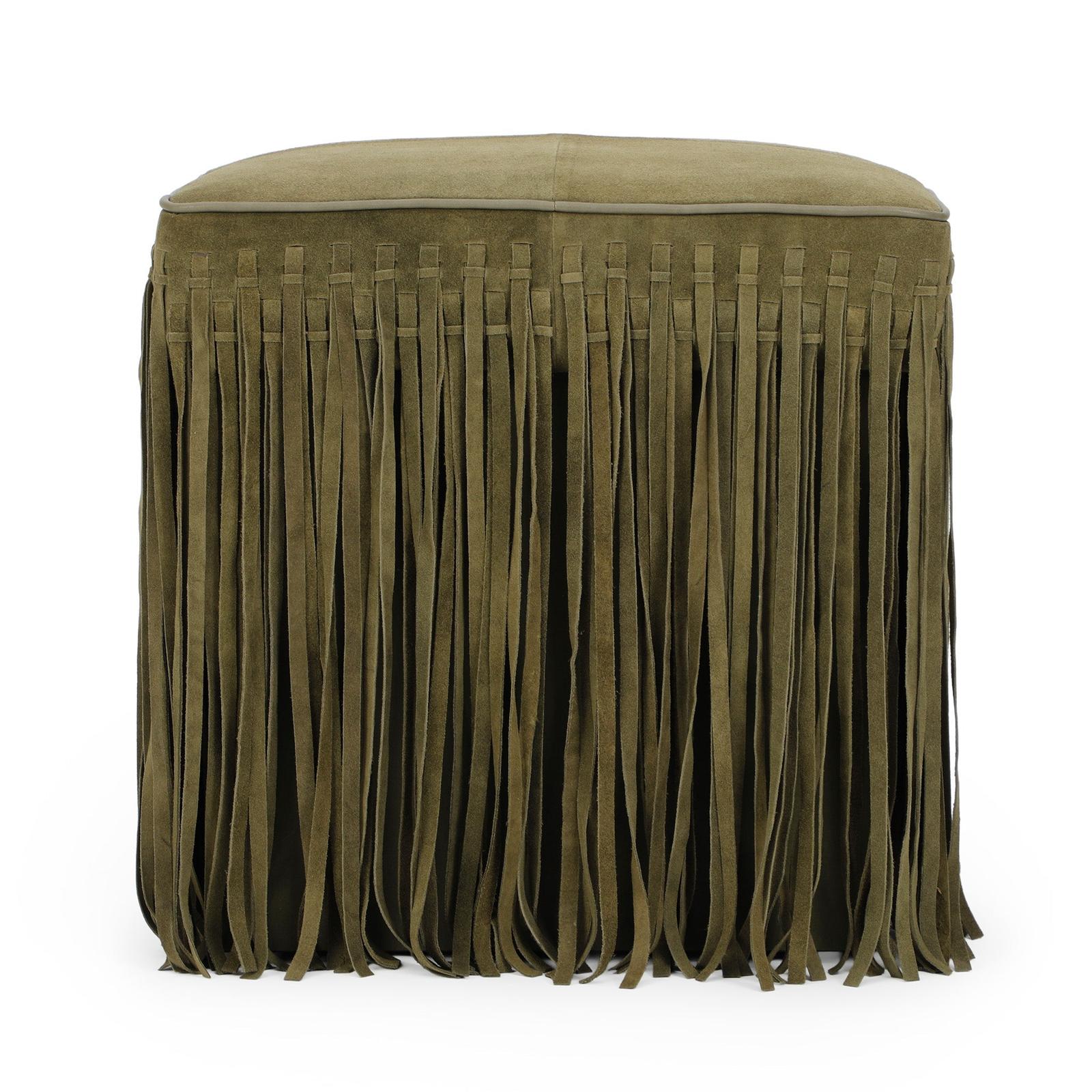 TOV Furniture Daphne Square Suede Fringe Ottoman