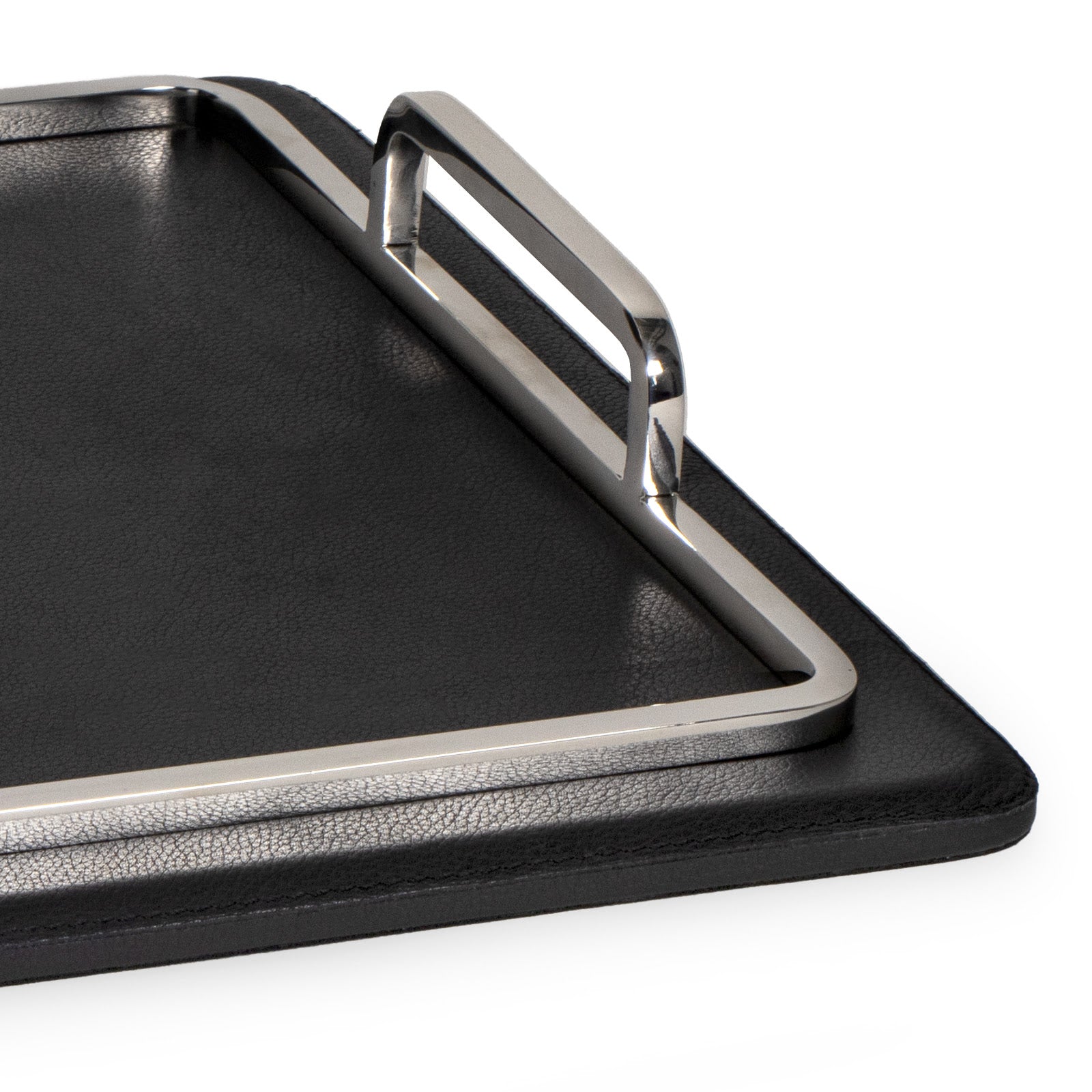 Greyson Leather Polished Nickel Rectangle Tray