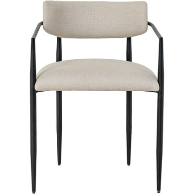 TOV Furniture Forte Cream Linen Forged Iron Dining Chair