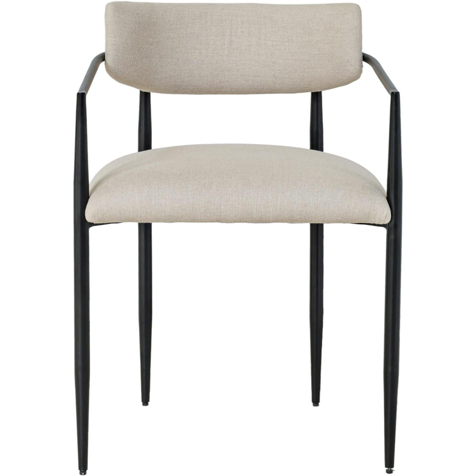 TOV Furniture Forte Cream Linen Forged Iron Dining Chair