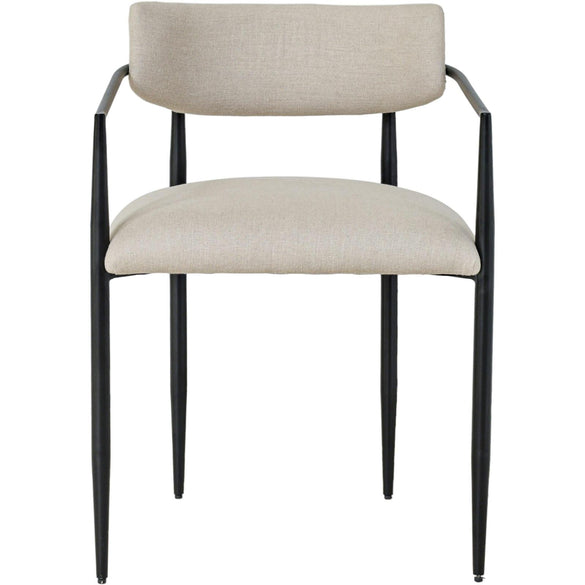 TOV Furniture Forte Cream Linen Forged Iron Dining Chair