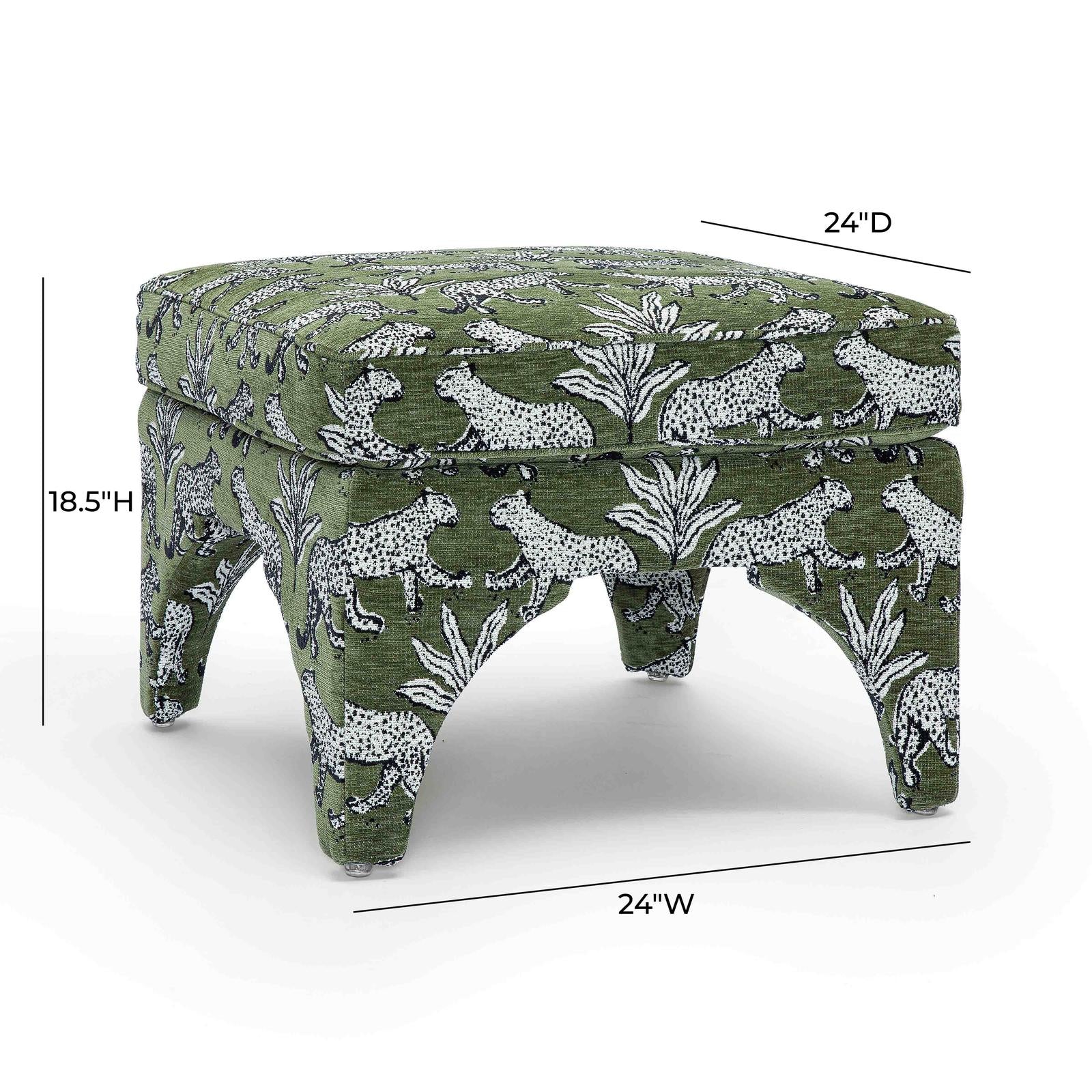 TOV Furniture Raji Leopard Performance Jacquard Ottoman
