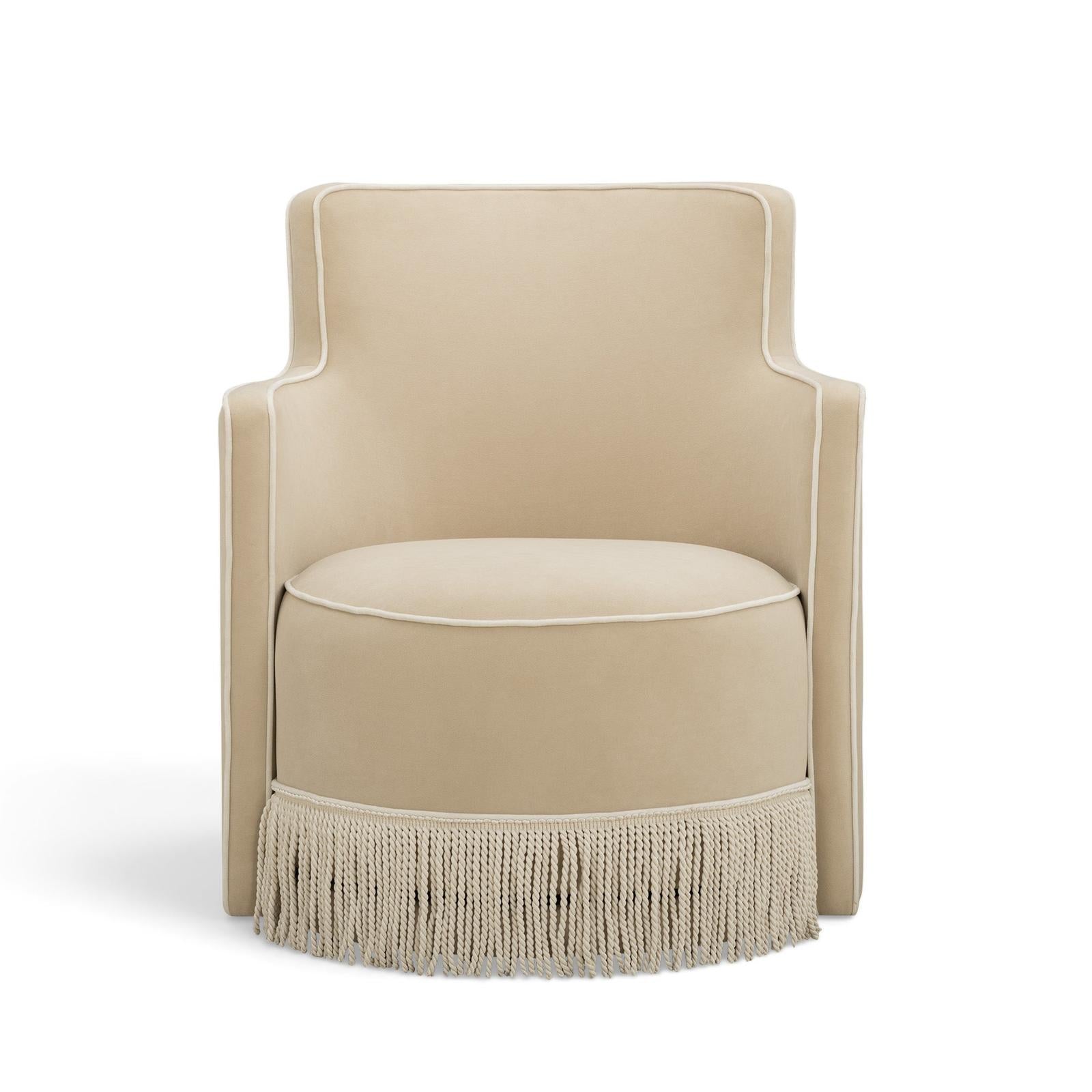 TOV Furniture Passe Tasseled Velvet Swivel Accent Chair