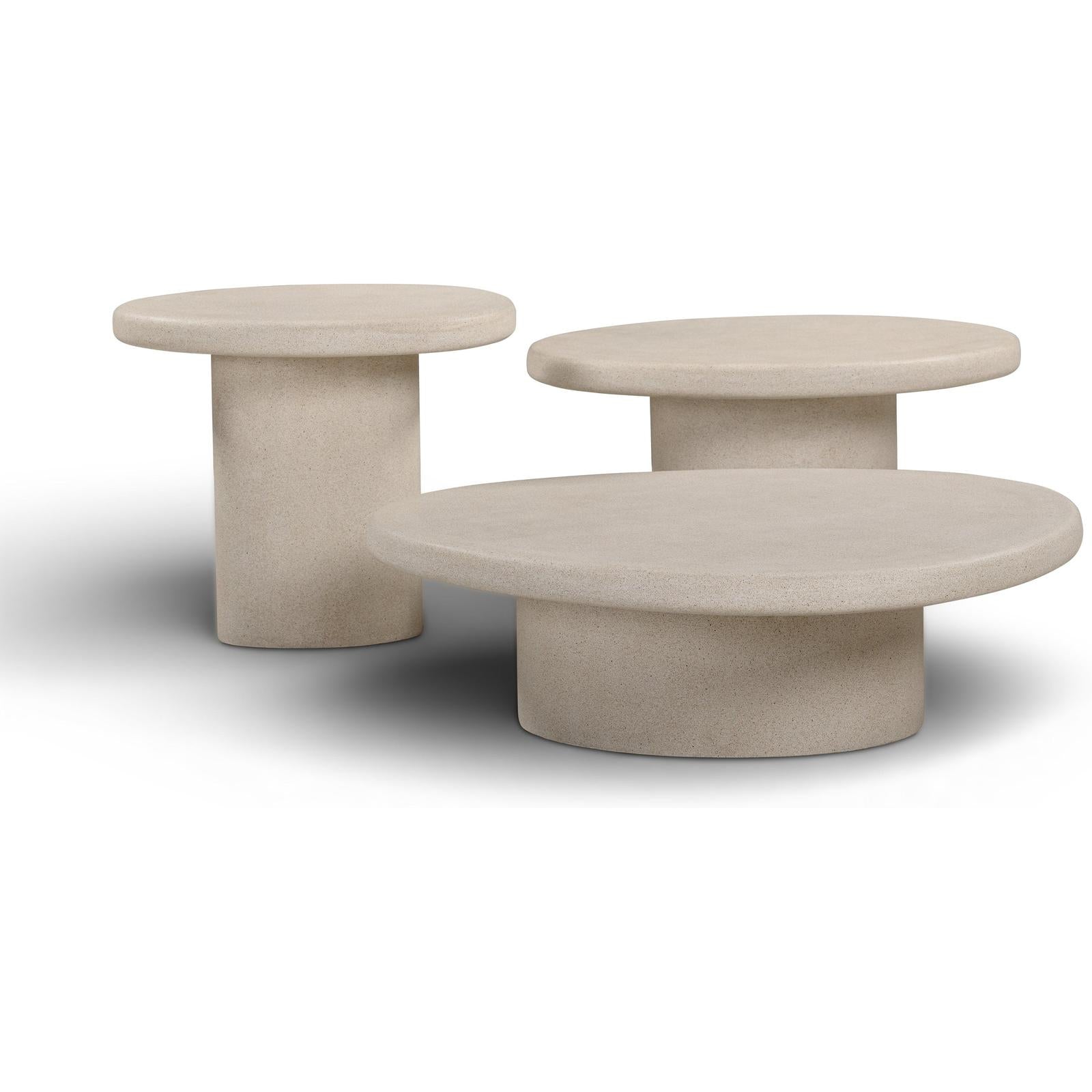 TOV Furniture Jade Concrete Indoor/Outdoor Nesting Coffee Table Set