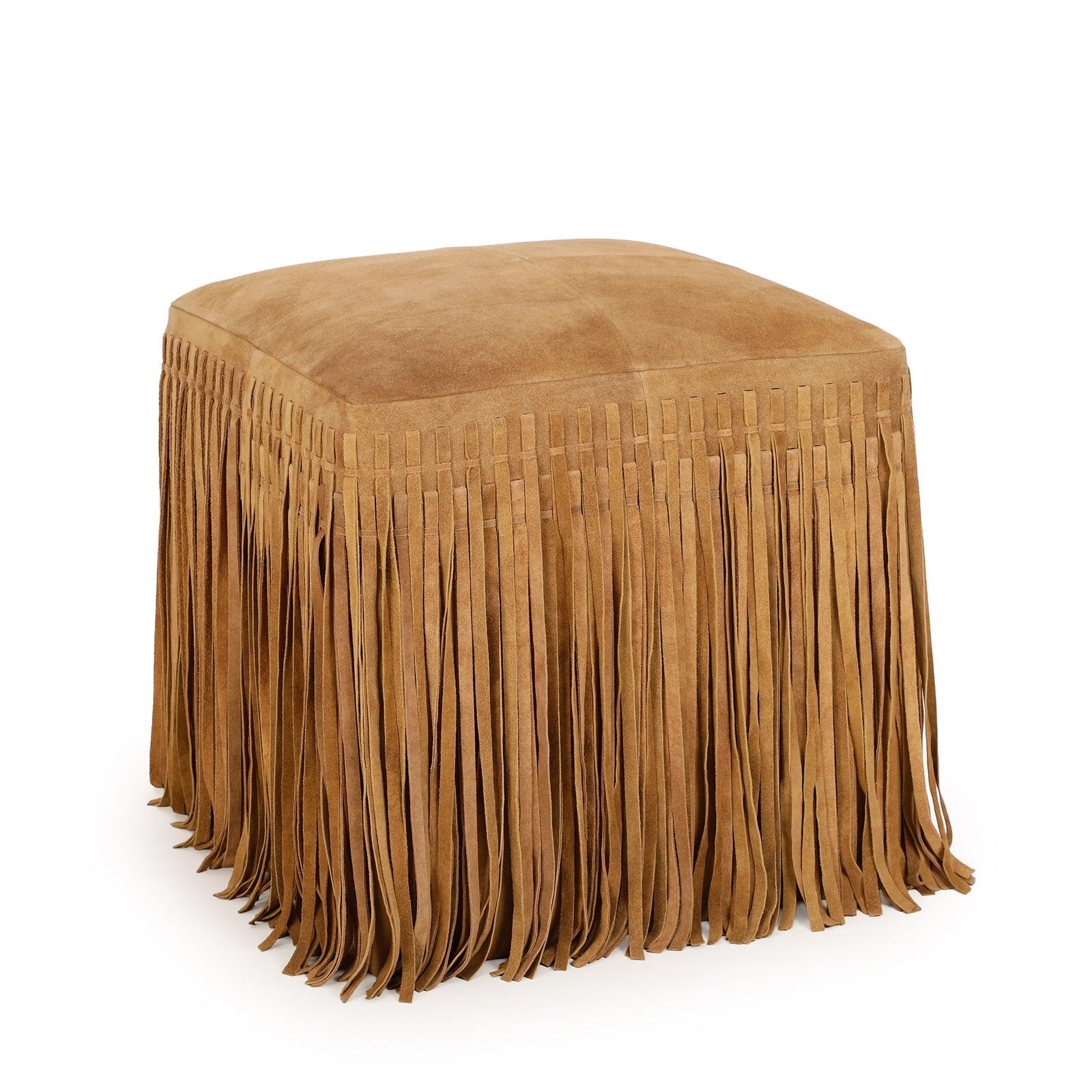 TOV Furniture Daphne Square Suede Fringe Ottoman