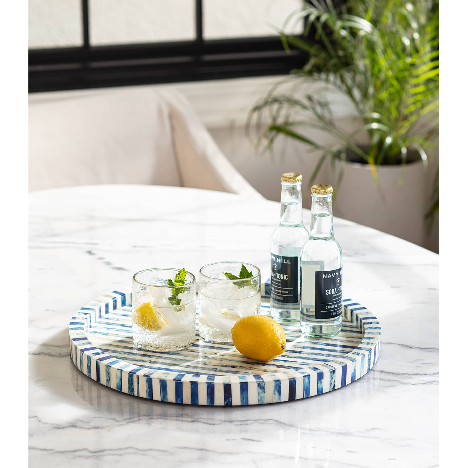Regina Andrew Bone and Indigo Tray Round