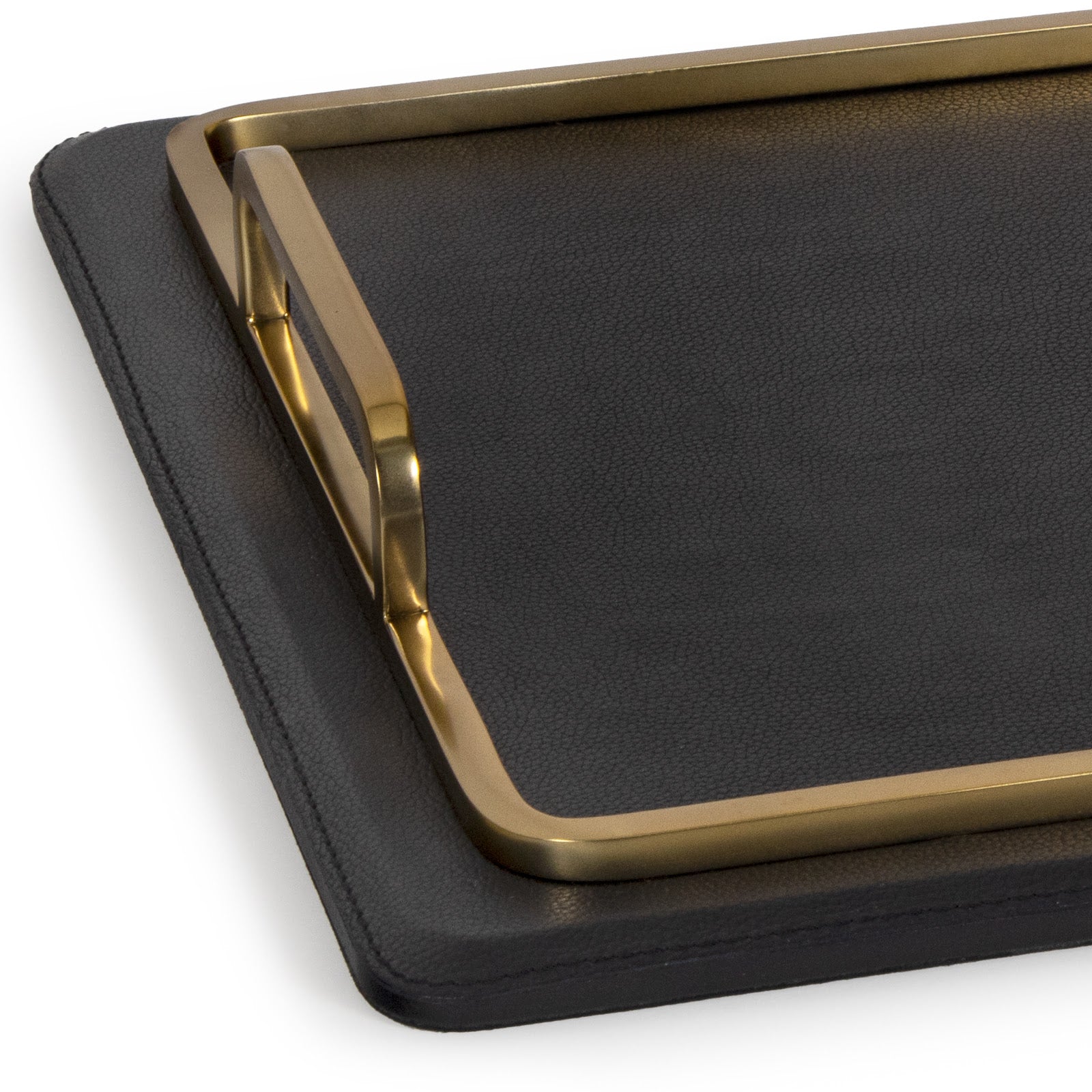 Greyson Leather Natural Brass Rectangle Tray