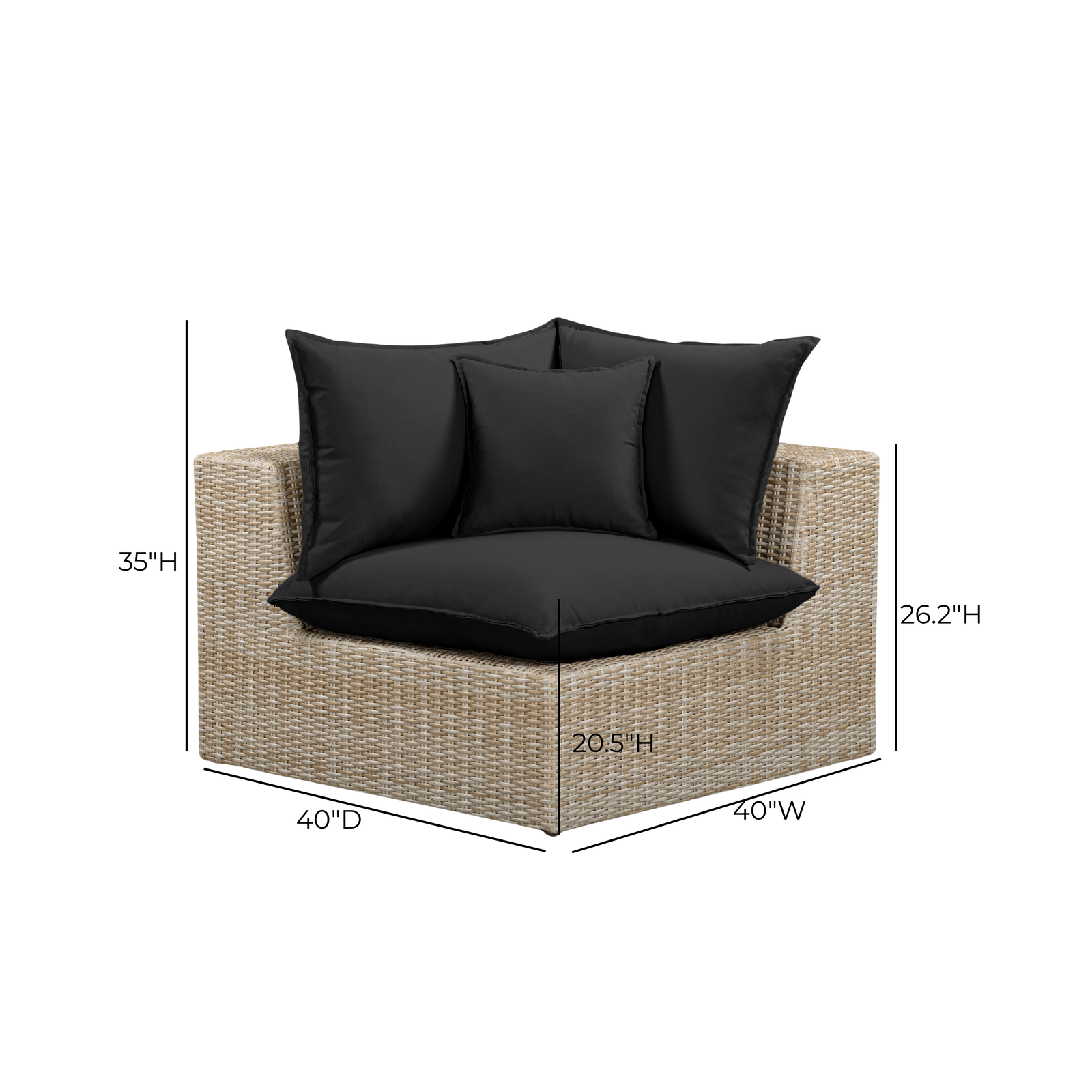 TOV Furniture Cali Performance Fabric & Wicker Outdoor Modular Components