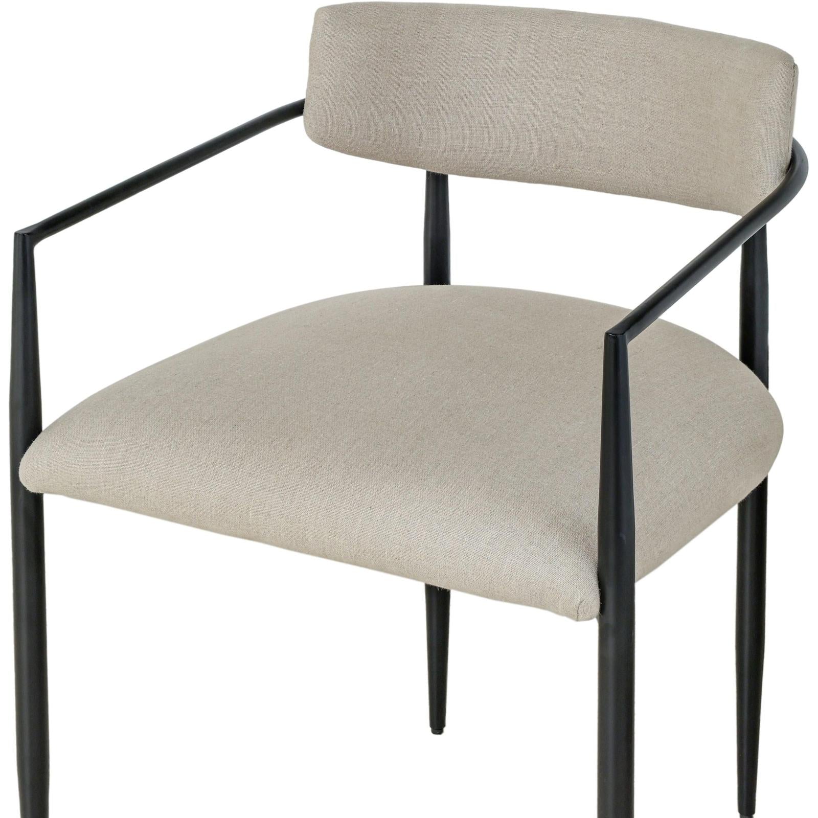 TOV Furniture Forte Cream Linen Forged Iron Dining Chair