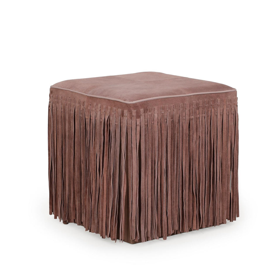TOV Furniture Daphne Square Suede Fringe Ottoman