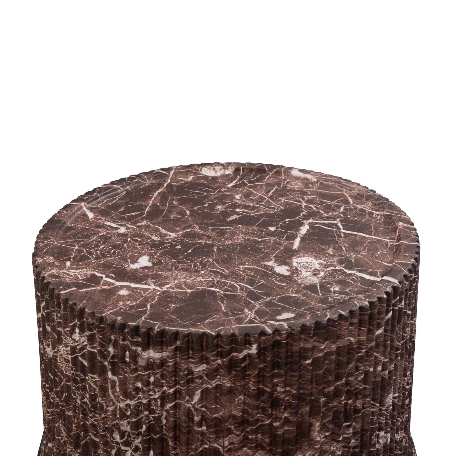 TOV Furniture Cilla Red Faux Levanto Marble Indoor/Outdoor Concrete Side Table