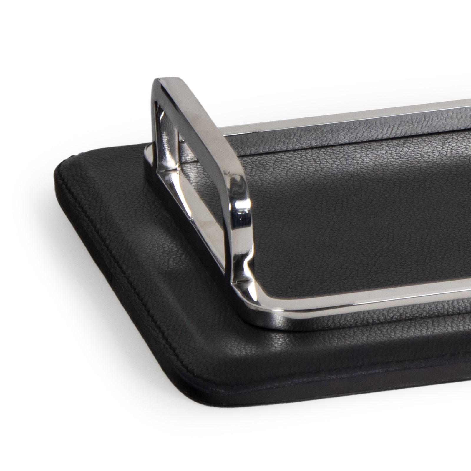 Greyson Leather Polished Nickel Rectangle Tray