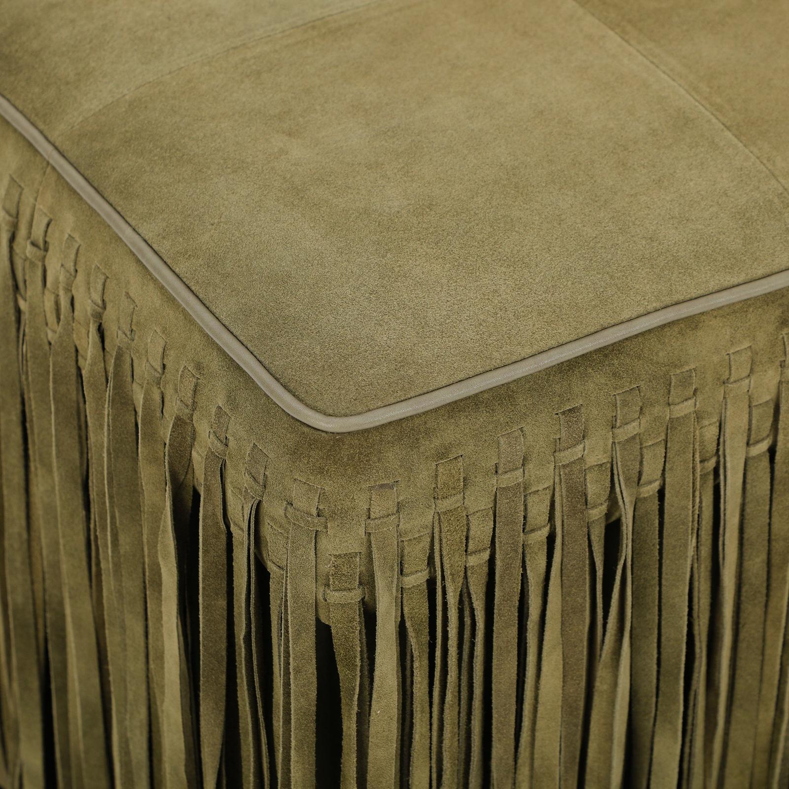 TOV Furniture Daphne Square Suede Fringe Ottoman