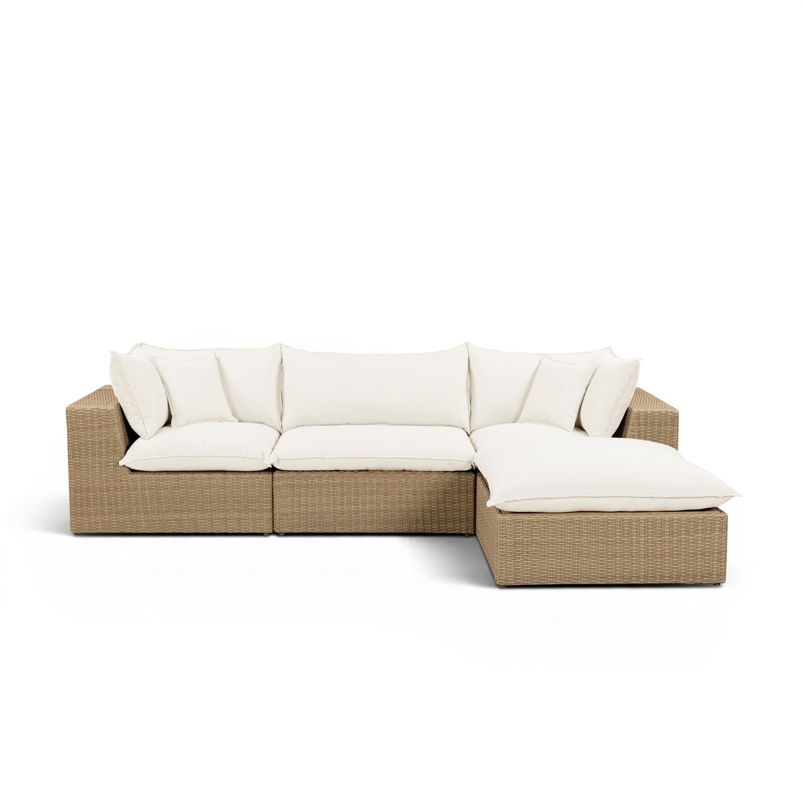 TOV Furniture Cali 4-Piece Performance Fabric & Wicker Outdoor Sectional