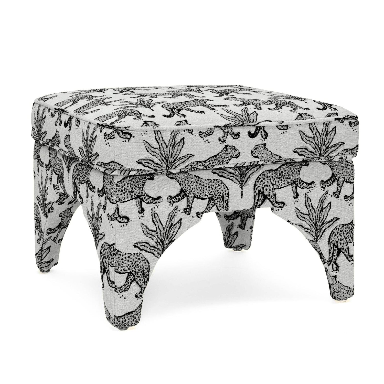 TOV Furniture Raji Leopard Performance Jacquard Ottoman