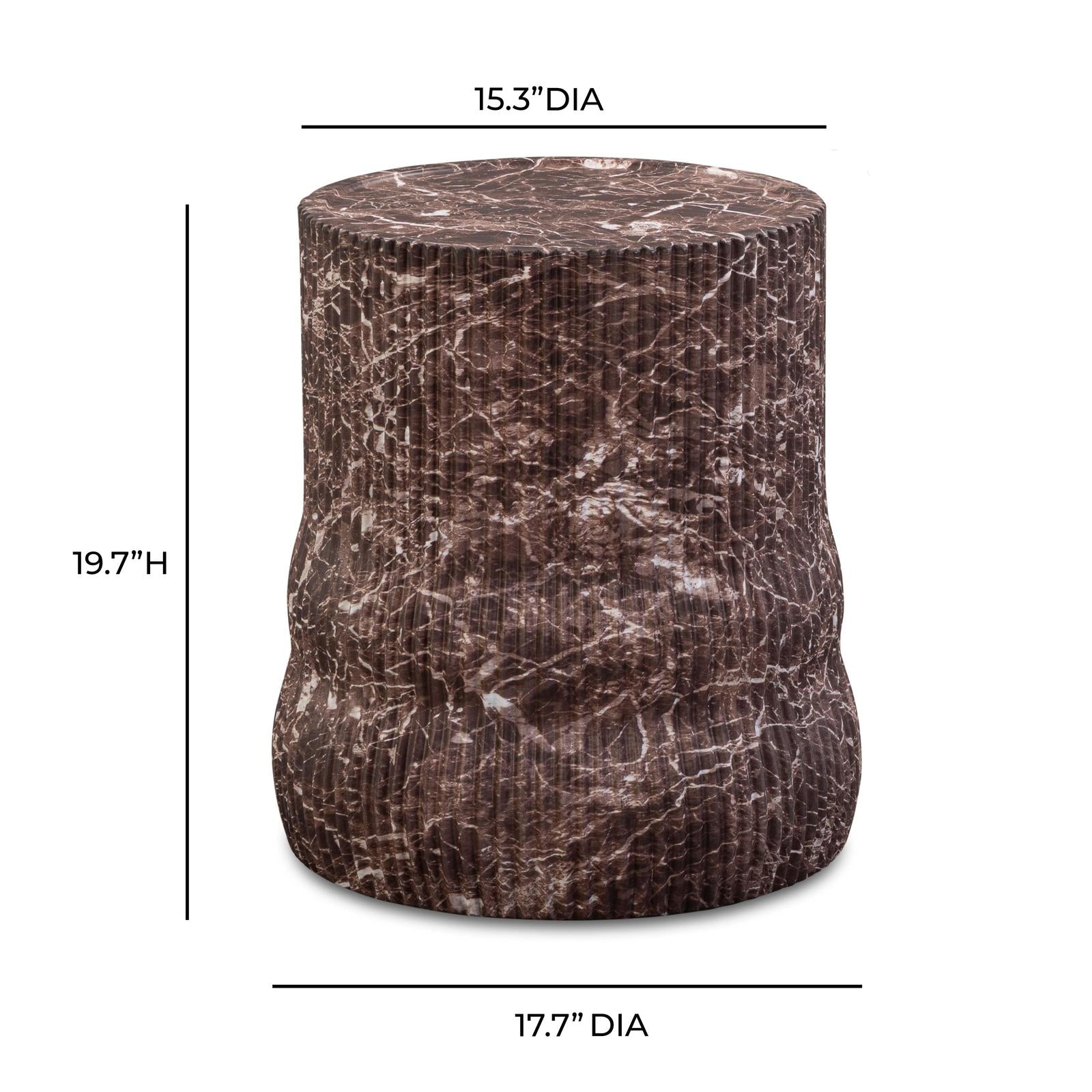 TOV Furniture Cilla Red Faux Levanto Marble Indoor/Outdoor Concrete Side Table