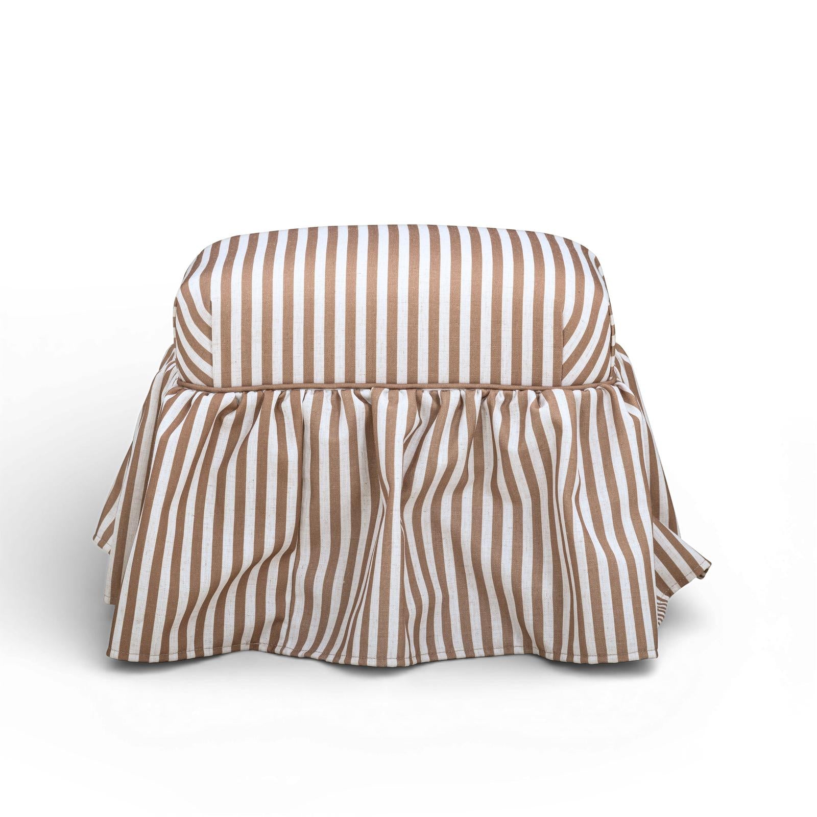 TOV Furniture Gertrude Striped Performance Linen Skirted Ottoman
